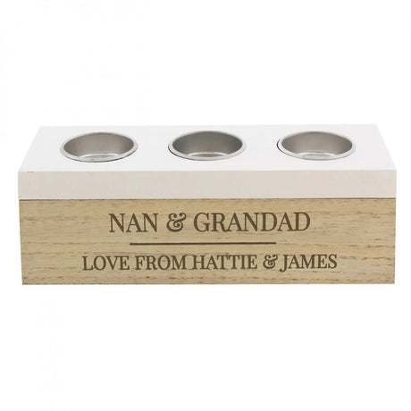 Personalised Triple Tea Light Storage Box: 5 - Candle Holders By Gift Moments