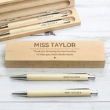 Personalised Wooden Pen & Pencil Box Set: 2 - Pens & Pencils By Gift Moments