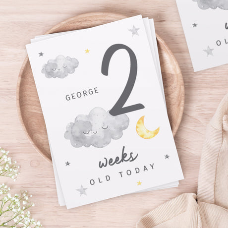 Personalised Cloud Baby Milestone Cards: 6 - Keepsakes By Gift Moments