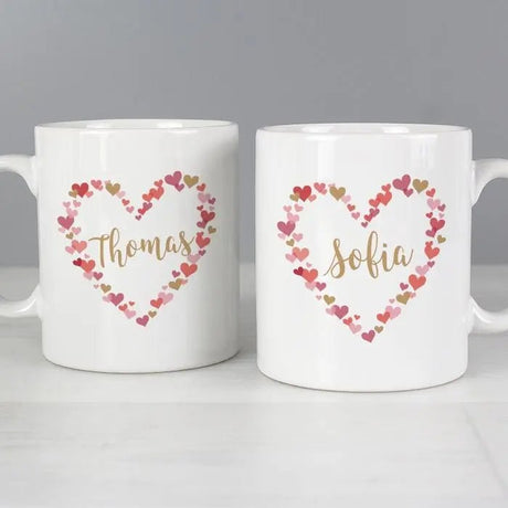 Personalised Confetti Hearts Wedding Mug Set: 5 - Mugs By Gift Moments