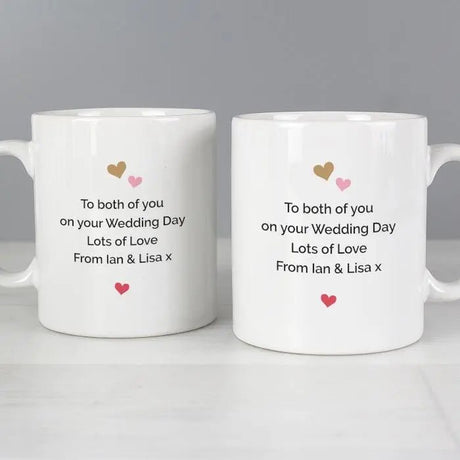 Personalised Confetti Hearts Wedding Mug Set: 2 - Mugs By Gift Moments