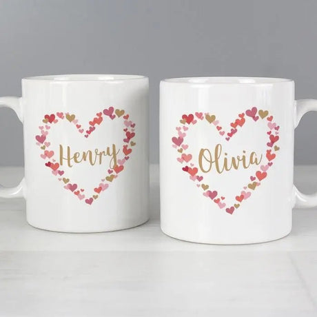 Personalised Confetti Hearts Wedding Mug Set: 1 - Mugs By Gift Moments