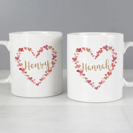 Personalised Confetti Hearts Wedding Mug Set: 4 - Mugs By Gift Moments