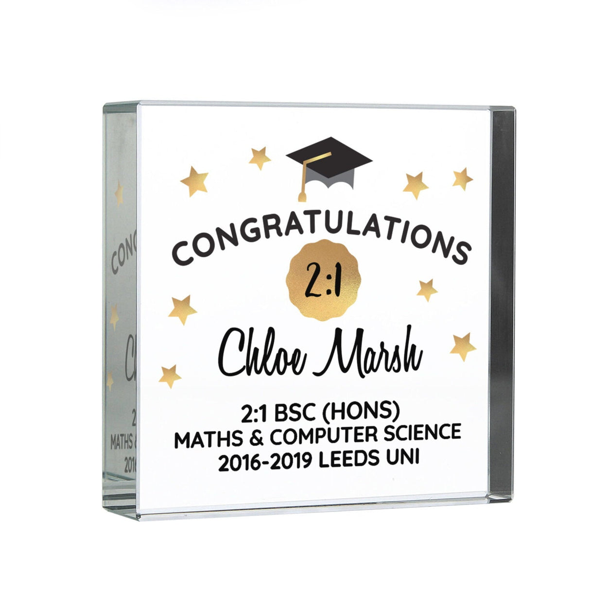 Personalised Graduation Crystal Keepsake Token: 4 - Crystal Tokens By Gift Moments