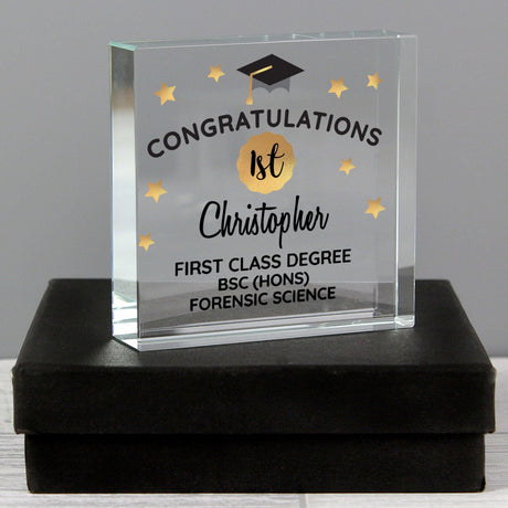 Personalised Graduation Crystal Keepsake Token: 3 - Crystal Tokens By Gift Moments