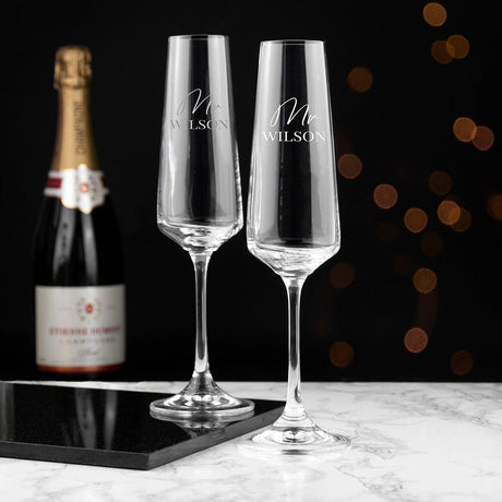 Personalised Couples Champagne Flute Set: 1 - Champagne Flutes By Gift Moments