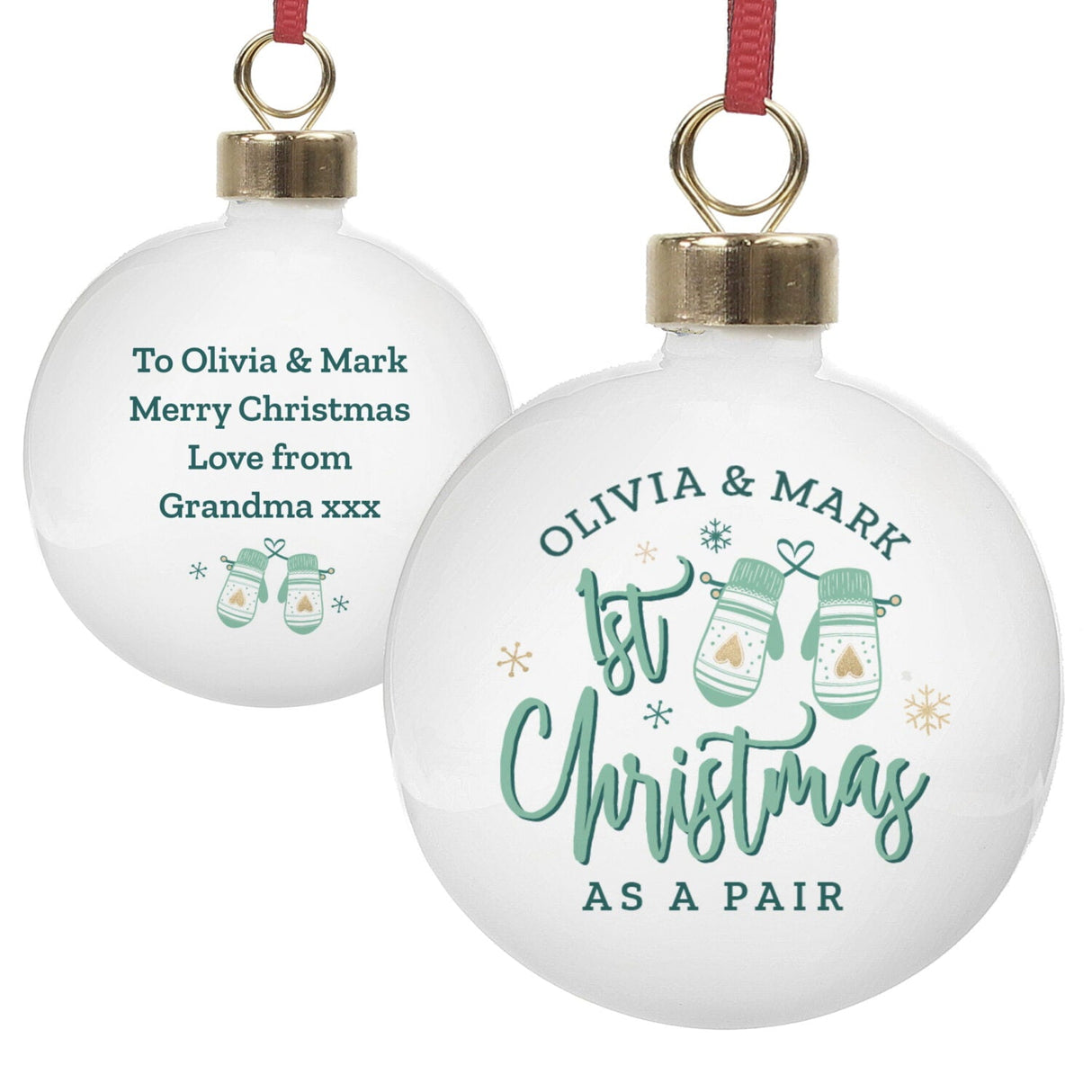 Personalised Couples Christmas Bauble: 4 - Christmas Baubles By Gift Moments