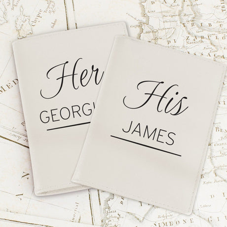 Personalised Couples Cream Leather Passport Holders: 3 - Passport Holders By Gift Moments