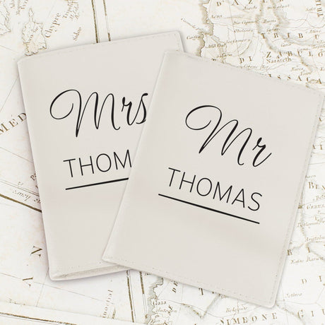 Personalised Couples Cream Leather Passport Holders: 1 - Passport Holders By Gift Moments