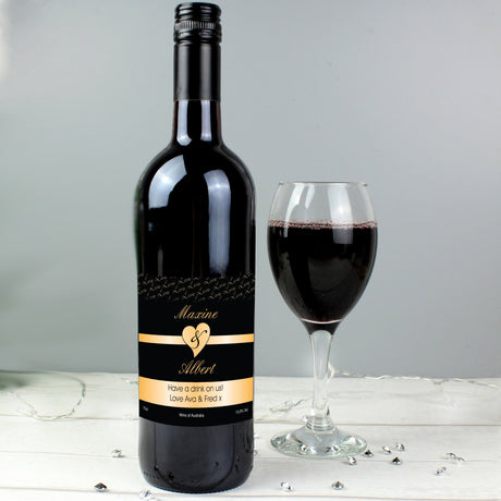 Personalised Couples Red Wine with Heart Design: 1 - Wine By Gift Moments