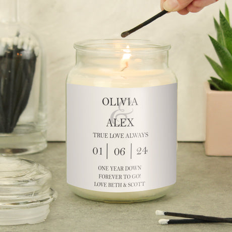 Personalised Couples Large Scented Candle: 1 - Candles By Gift Moments