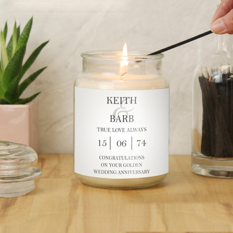 Personalised Couples Large Scented Candle: 3 - Candles By Gift Moments