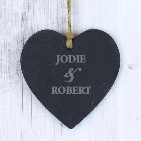 Personalised Couples Slate Heart Decoration: 1 - Decorations By Gift Moments