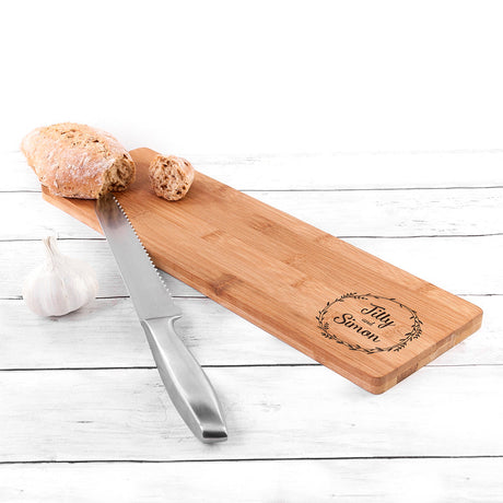 Personalised Couple’s Wreath Bamboo Serving Board: 2 - Chopping Boards By Gift Moments