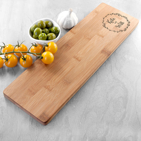 Personalised Couple’s Wreath Bamboo Serving Board: 3 - Chopping Boards By Gift Moments