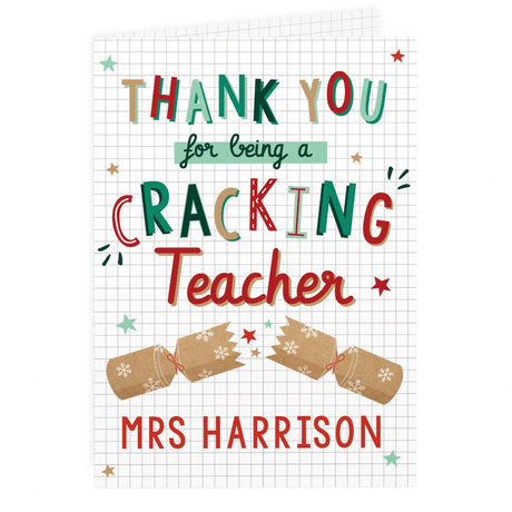 Personalised Cracking Teacher Christmas Card: 3 - Greeting Cards By Gift Moments