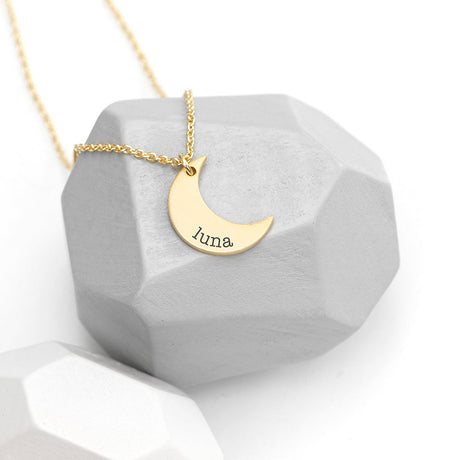 Personalised Crescent Moon Necklaces Gold - Jewellery at Gift Moments