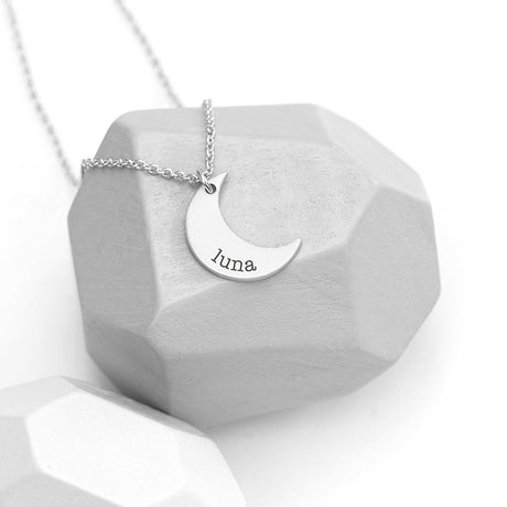 Personalised Crescent Moon Necklaces Silver - Jewellery at Gift Moments