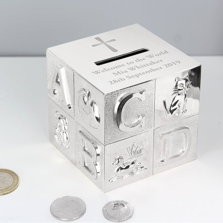 Personalised Cross ABC Money Box: 4 - Money Boxes By Gift Moments