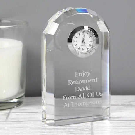 Personalised Engraved Crystal Clock: 1 - Clocks By Gift Moments