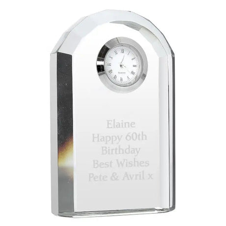 Personalised Engraved Crystal Clock: 3 - Clocks By Gift Moments