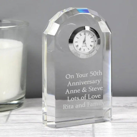 Personalised Engraved Crystal Clock: 2 - Clocks By Gift Moments