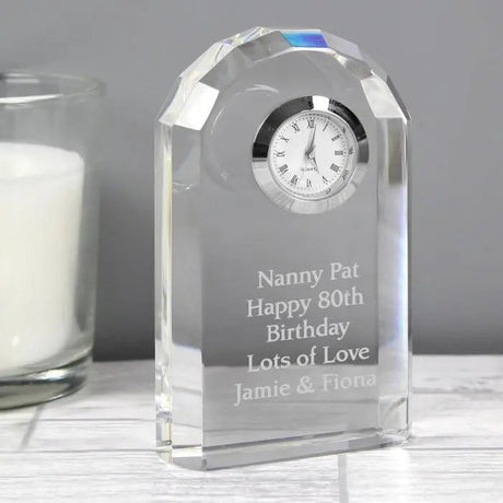 Personalised Engraved Crystal Clock: 4 - Clocks By Gift Moments