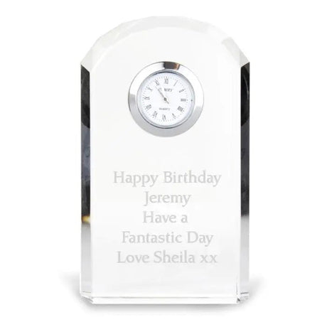 Personalised Engraved Crystal Clock: 5 - Clocks By Gift Moments