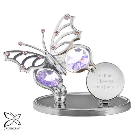 Personalised Silver Plated Butterfly Ornament: 4 - Ornaments By Crystocraft