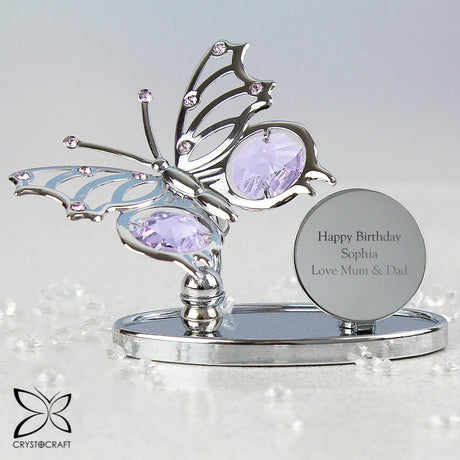 Personalised Silver Plated Butterfly Ornament: 1 - Ornaments By Crystocraft