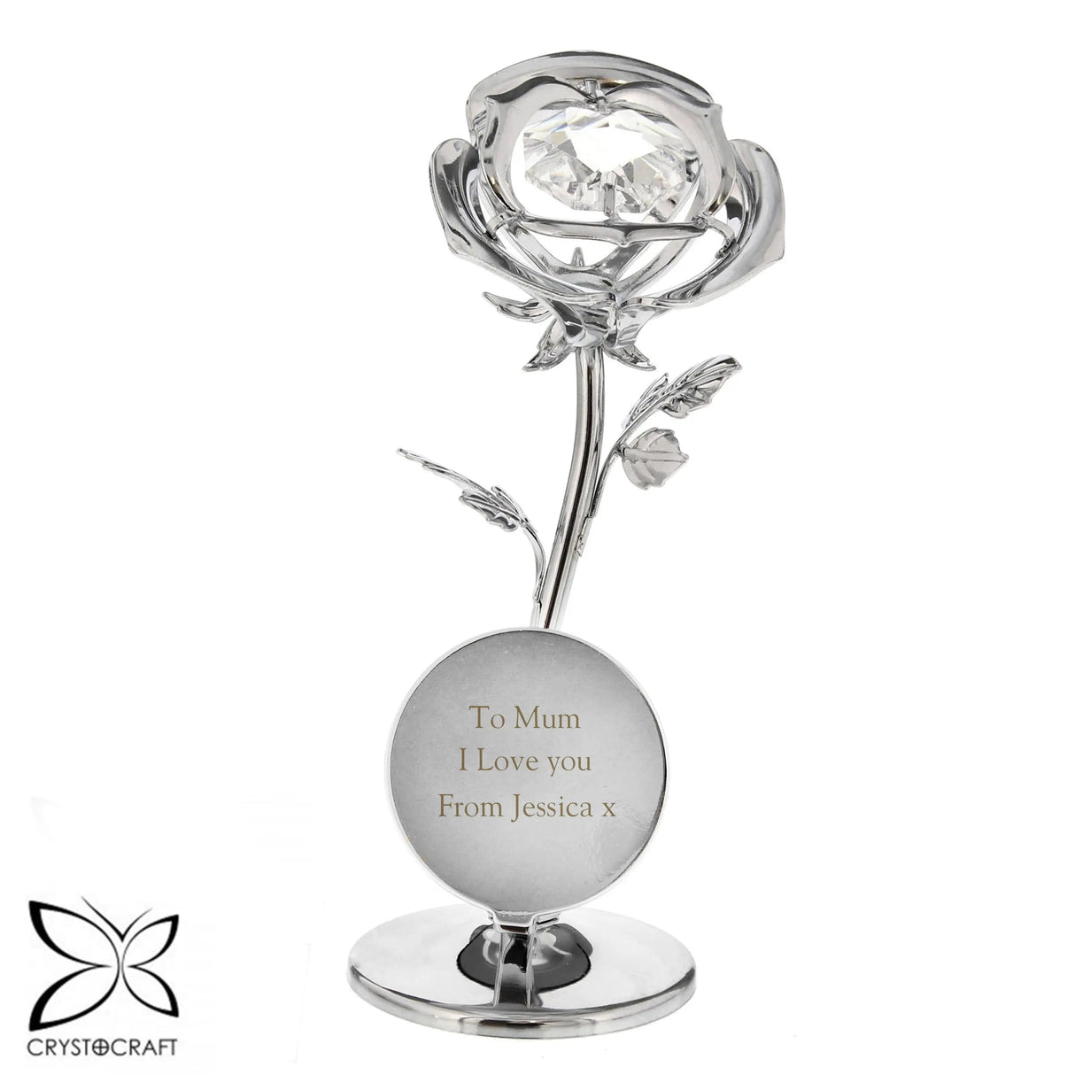 Personalised Silver Plated Rose Ornament: 5 - Ornaments By Crystocraft