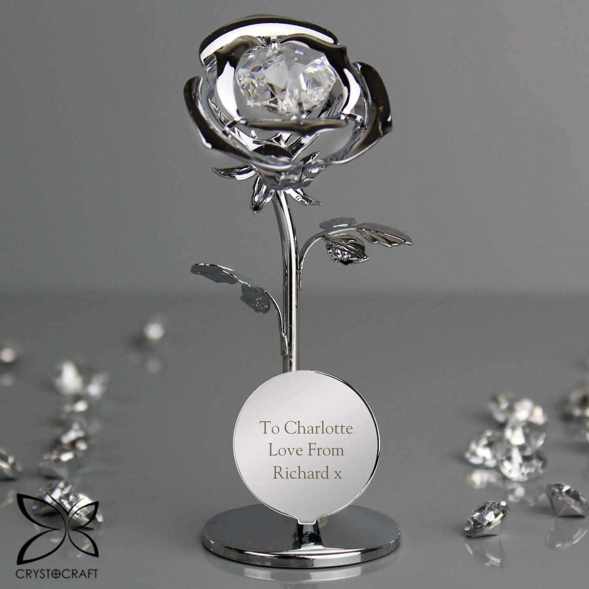 Personalised Silver Plated Rose Ornament: 3 - Ornaments By Crystocraft