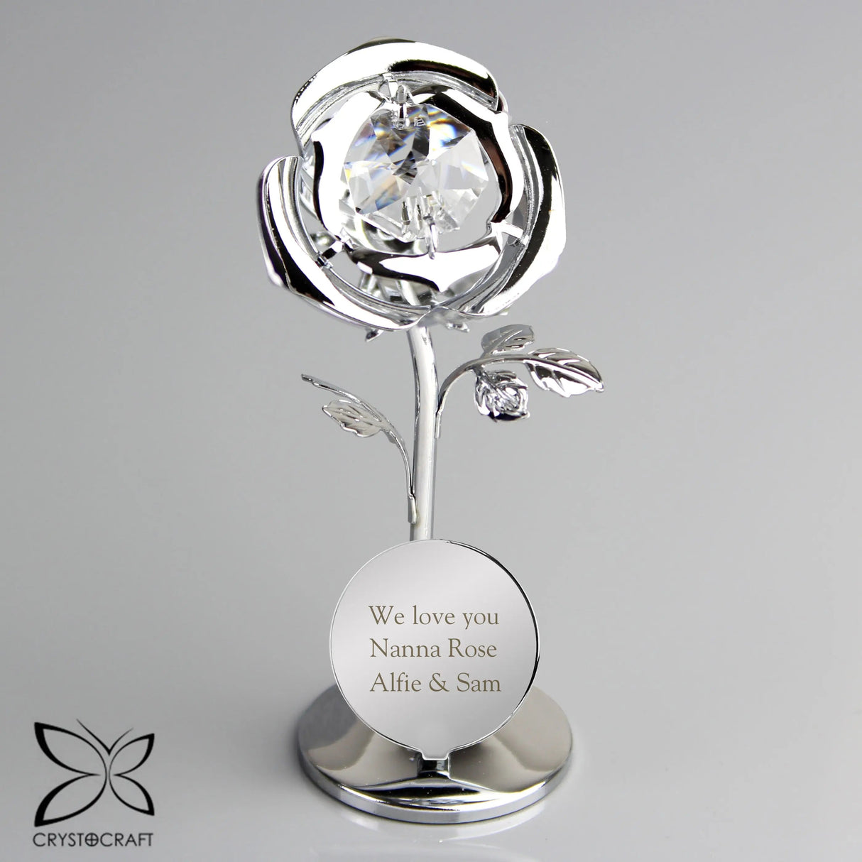 Personalised Silver Plated Rose Ornament: 2 - Ornaments By Crystocraft