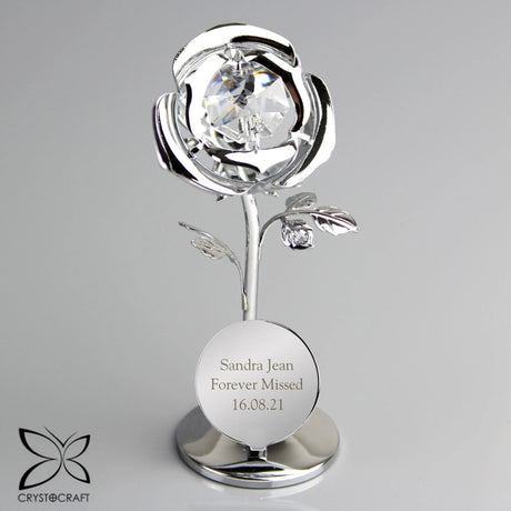 Personalised Silver Plated Rose Ornament: 4 - Ornaments By Crystocraft