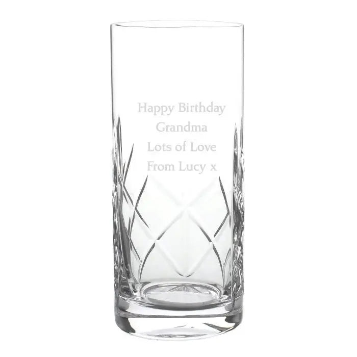 Personalised Cut Crystal Hi Ball Glass: 2 - Highball Glasses By Gift Moments