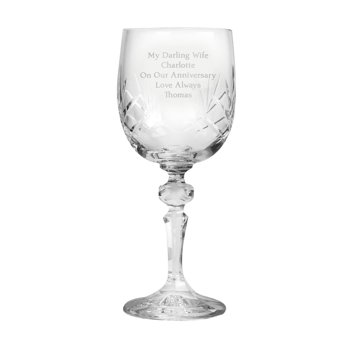 Personalised Cut Crystal Wine Glass: 8 - Wine Glasses By Gift Moments