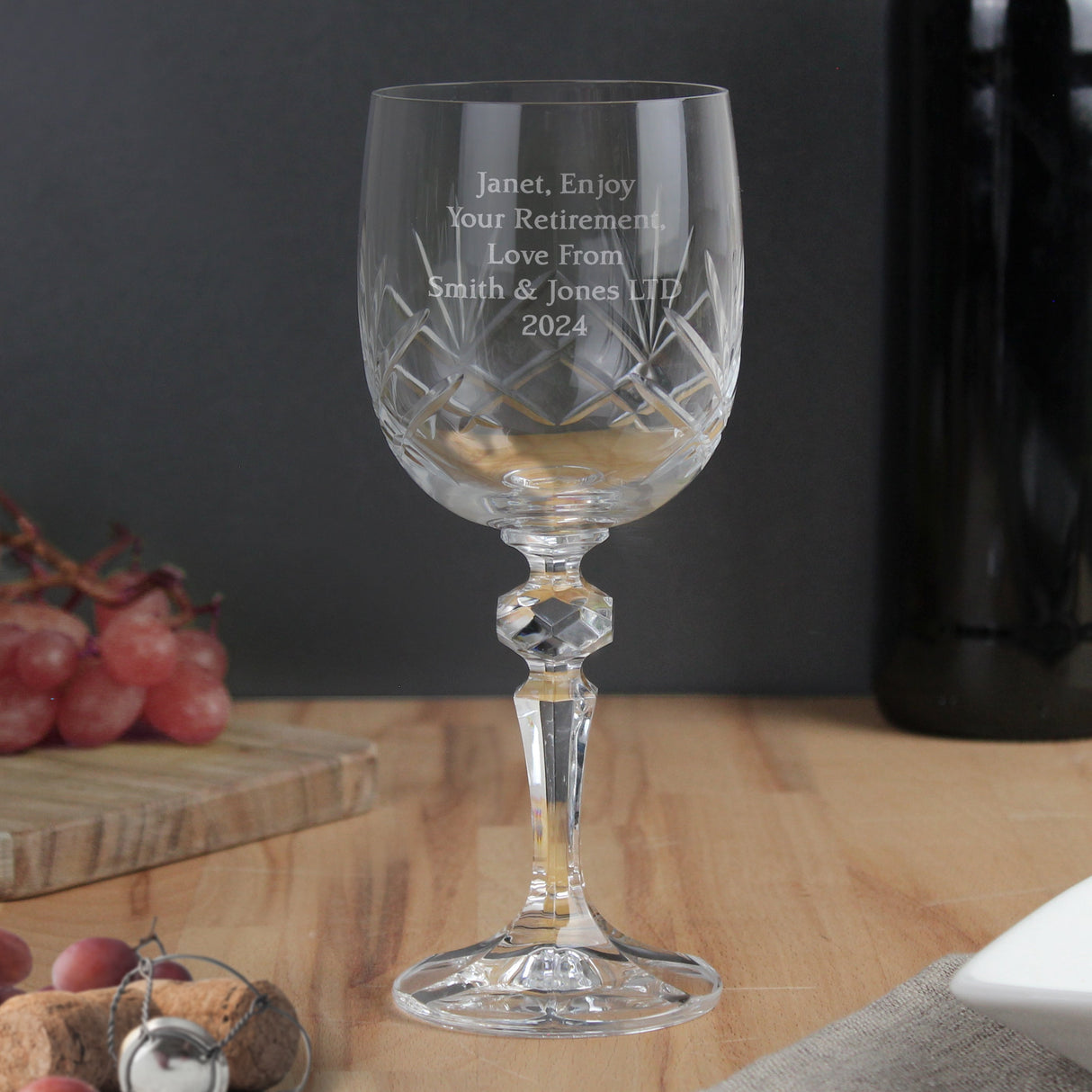 Personalised Cut Crystal Wine Glass: 7 - Wine Glasses By Gift Moments