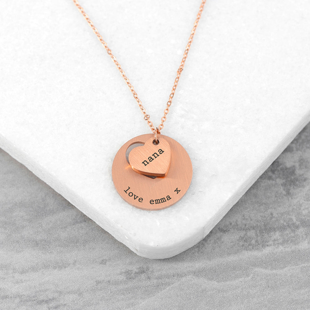 Personalised Cut-Out Heart and Disc Necklace: 2 - Necklaces By Gift Moments