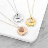 Personalised Cut-Out Heart and Disc Necklace: 1 - Rose Gold - Necklaces By Gift Moments