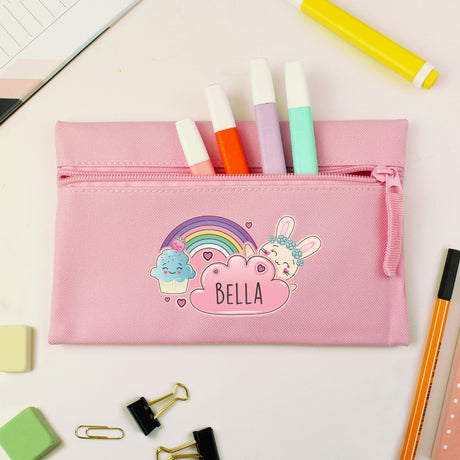 Personalised Bunny Pink Pencil Case: 3 - Pencil Cases & Sets By Gift Moments