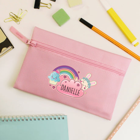 Personalised Bunny Pink Pencil Case: 1 - Pencil Cases & Sets By Gift Moments