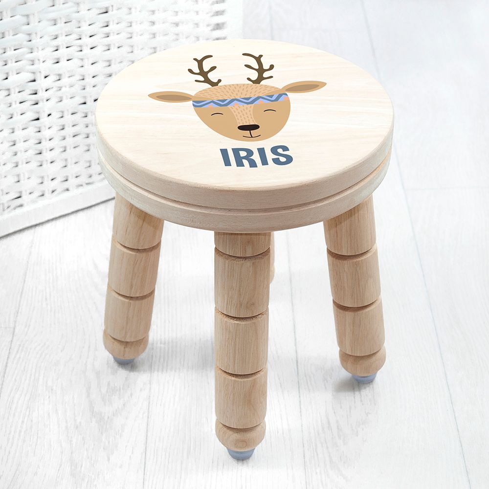 Personalised Cute Deer Kids Stool Default Title - Wooden Stools at Gift Moments