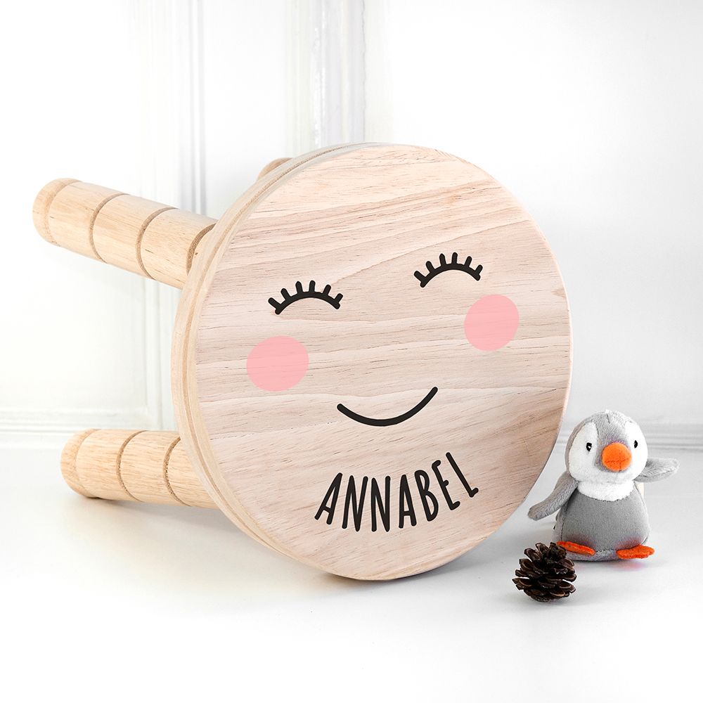 Personalised Cute Face Kids Stool Default Title - Wooden Stools at Gift Moments