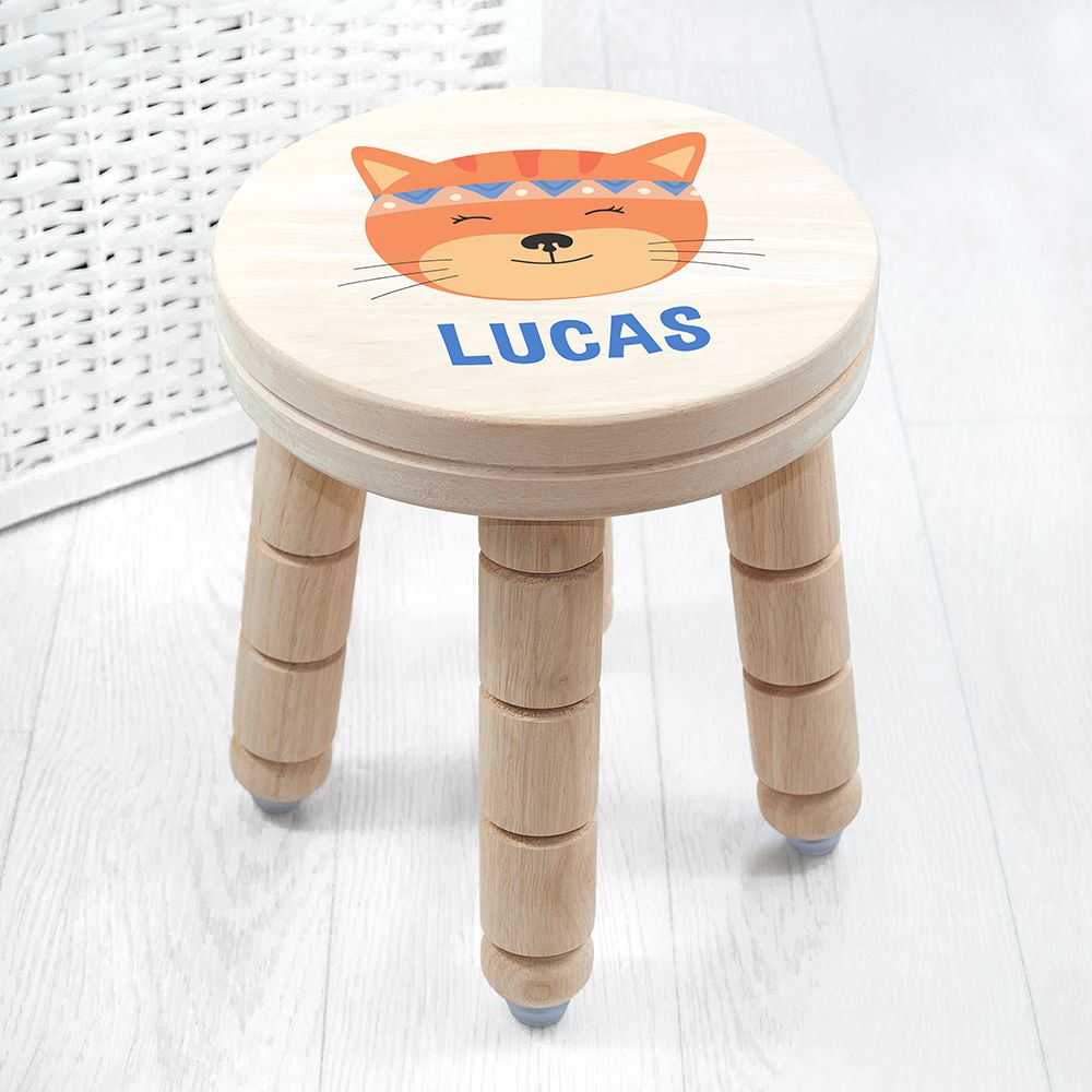 Personalised Kids Cute Kitten Stool: 1 - Wooden Stools By Gift Moments