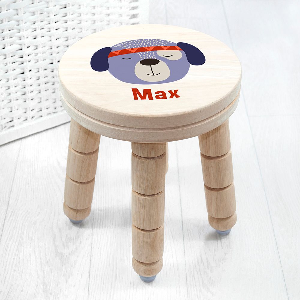 Personalised Cartoon Puppy Kids Stool: 1 - Wooden Stools By Gift Moments