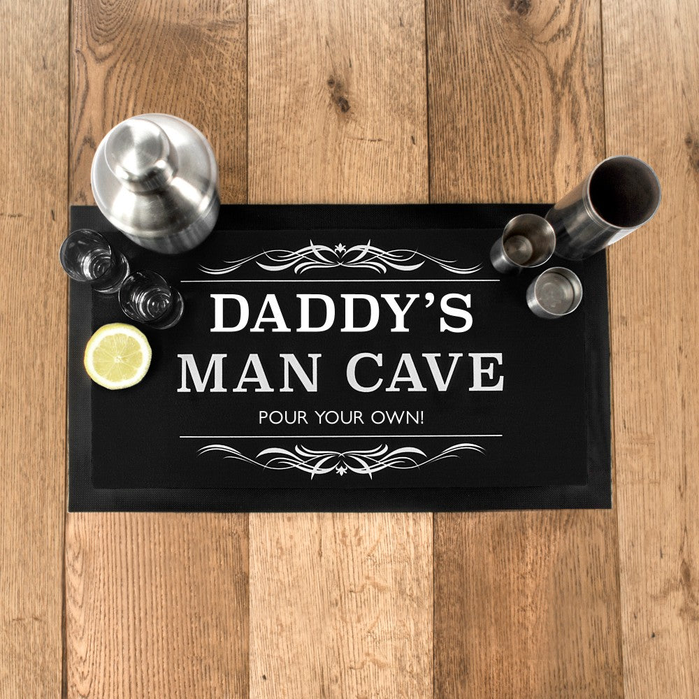 Personalised Man Cave Bar Mats: 1 - Black - Barware By Gift Moments