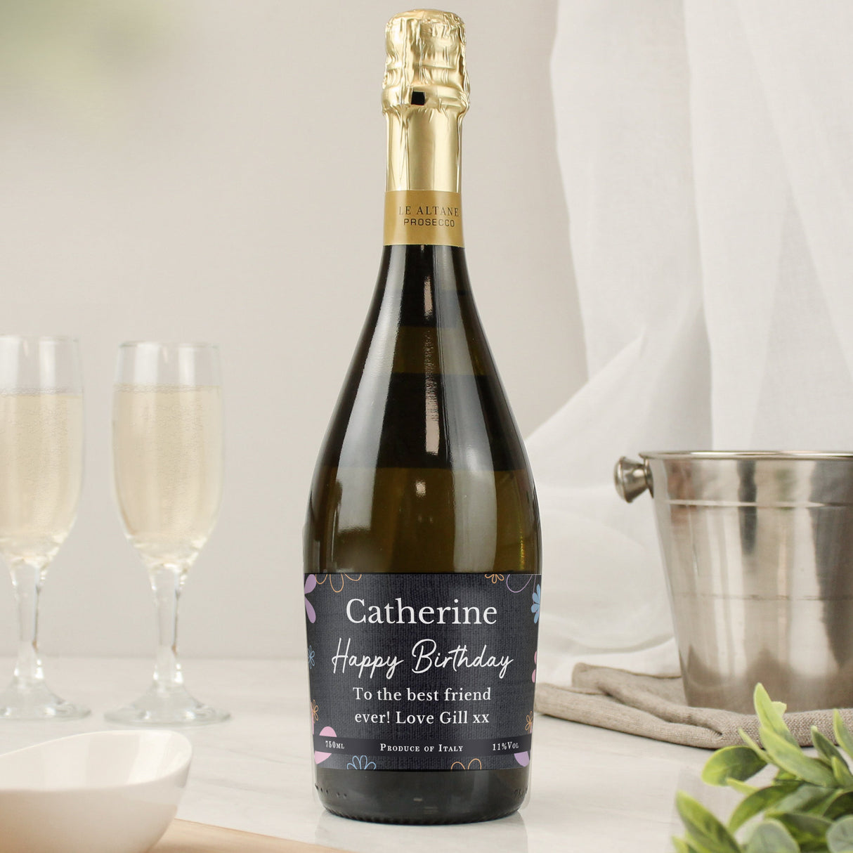 Personalised Daisy Print Prosecco: 1 - Prosecco By Gift Moments