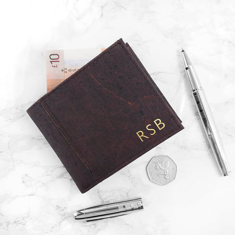 Personalised Dark Brown Vegan Cork Wallet: 2 - Wallets & Money Clips By Gift Moments