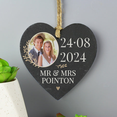 Personalised Slate Heart Photo Decoration: 2 - Decorations By Gift Moments