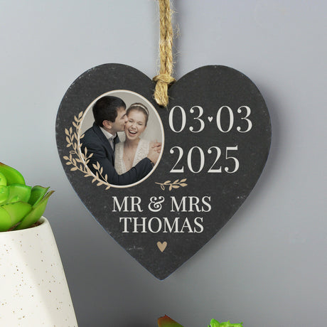 Personalised Slate Heart Photo Decoration: 1 - Decorations By Gift Moments